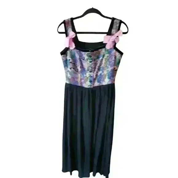 Sportalm Austrian Kitzbühel Floral Tapestry Button Bodice Pleated Skirt Dress 8.